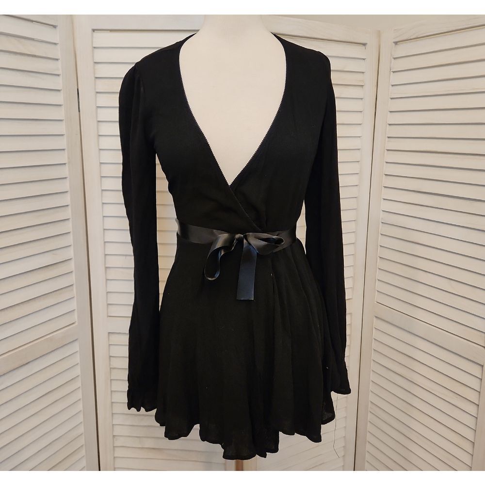Dolls Kill Black Wrap Dress Size S NWT